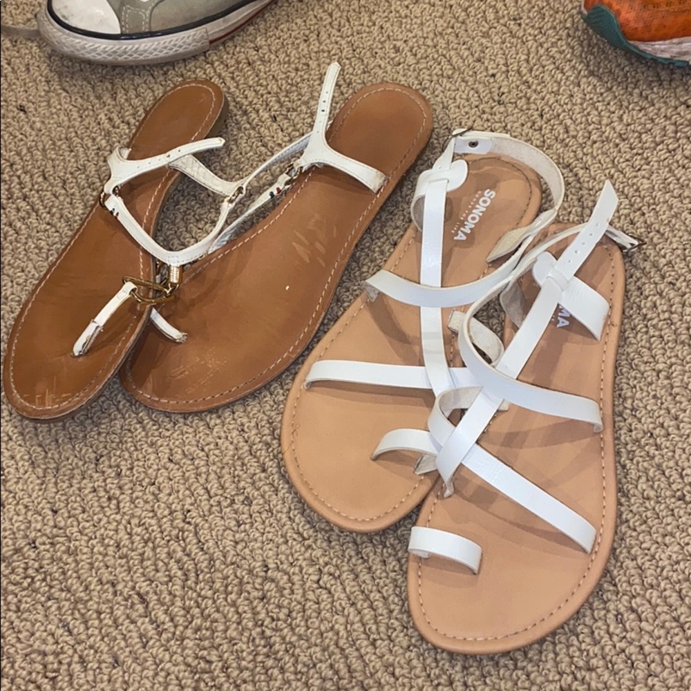 Two pairs of sandals white